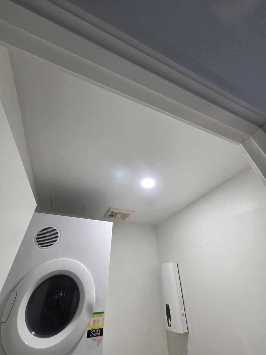The same laundry ceiling sheeted, set and painted